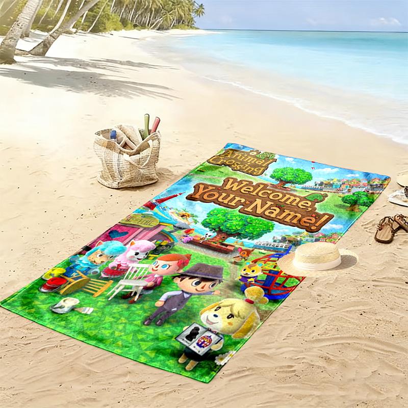 Name Custom Animal Crossing Print Beach Towel, Large Soft Quick Dry Towel for Beach Camping Swimming