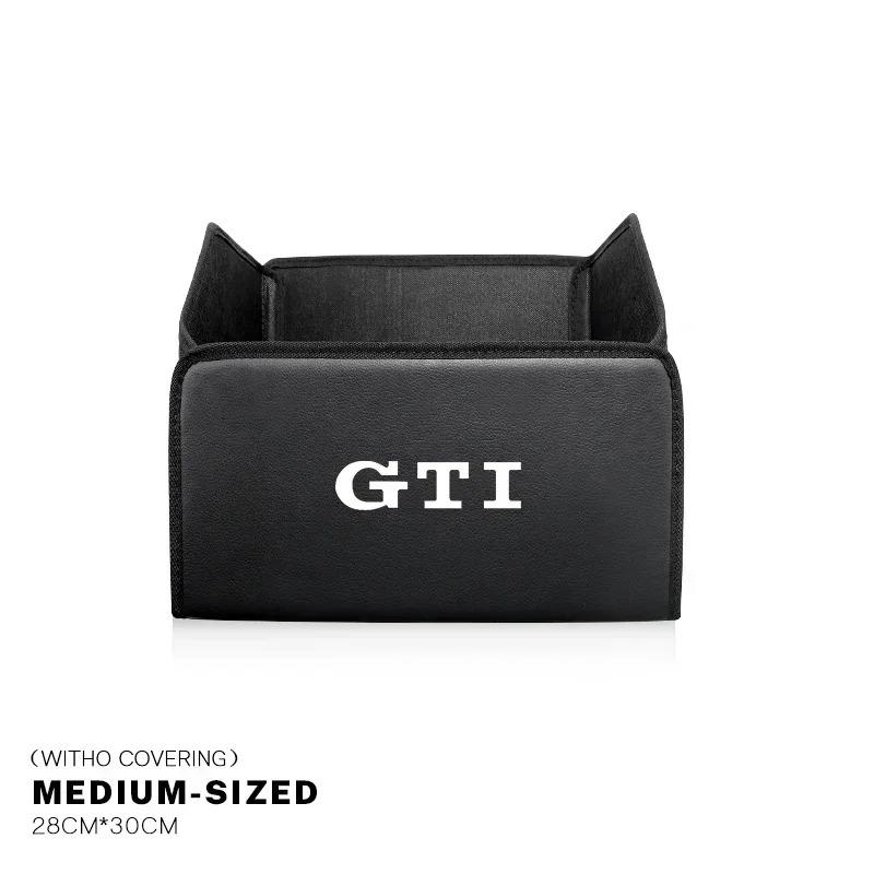 CGLWZ1 Car Trunk Storage Box Leather Sundries Organizer Travel Bag For VW R Line GTI Polo Golf Passat CC Tiguan Arteon Touareg Scirocco