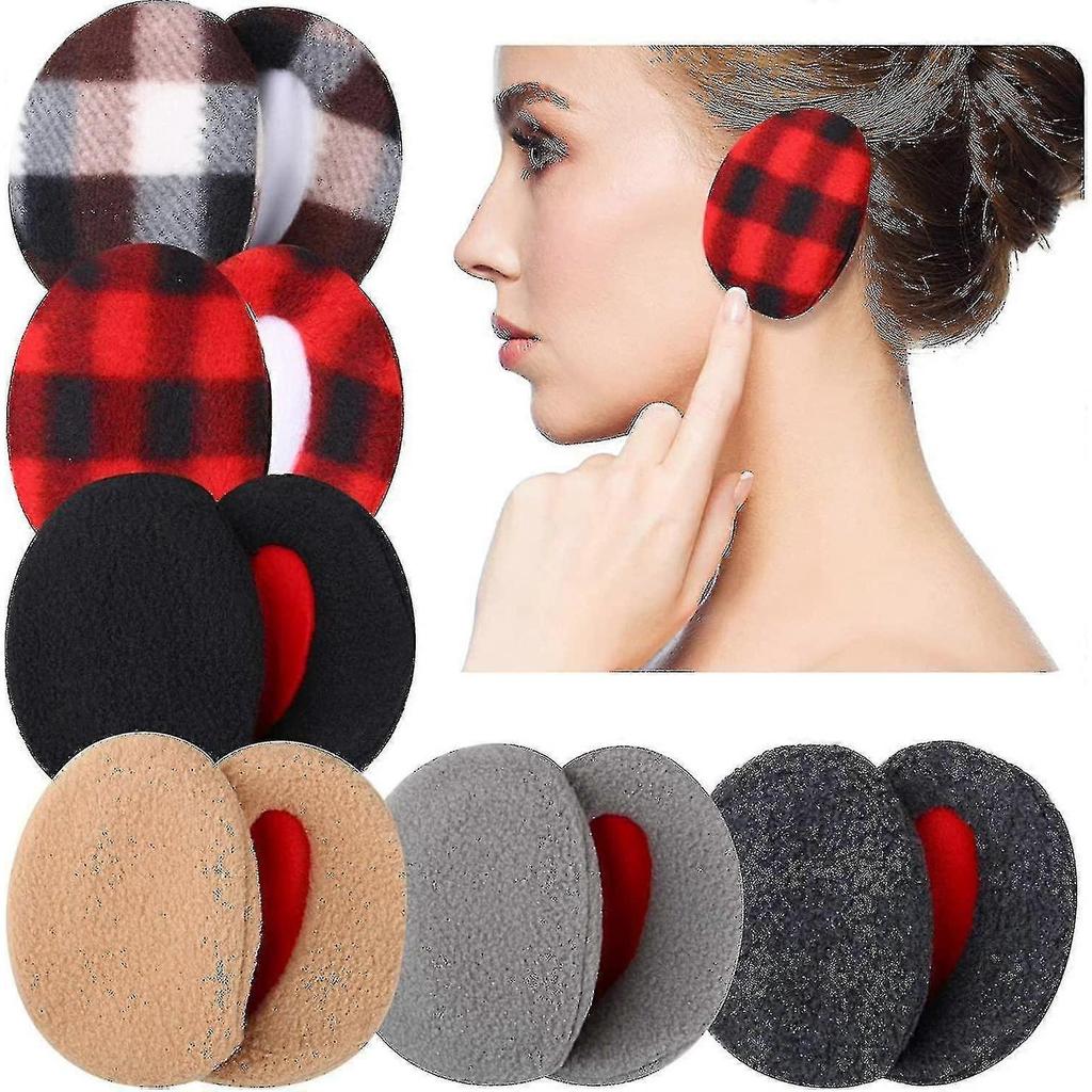 6 Pairs Earmuffs Bandless Fleece Ear Warmers Winter Ear Covers Unisex, 6 Colors - PJ