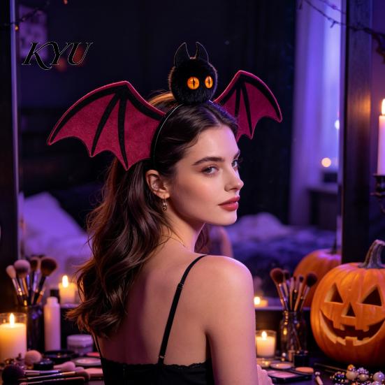 Felt Bat Headband for Cosplay Halloween Hairband, Plush Wing Gothic Style Headband, Hair Accessories Costume Party Women And Girls Hairband