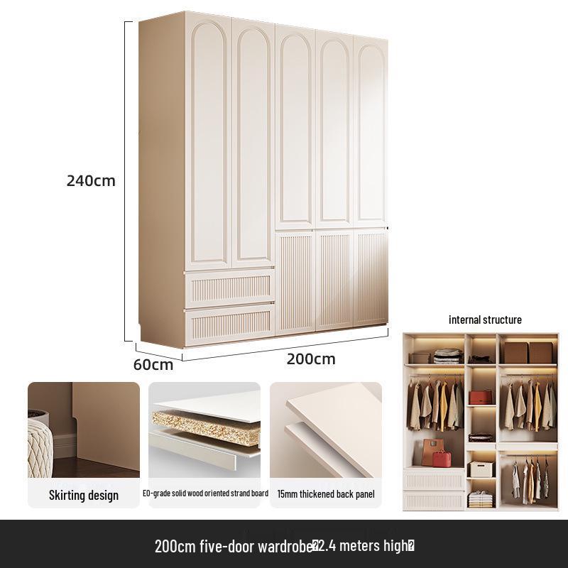 Modern Solid Wood Wardrobe: Light Luxury Storage Solution for Small Apartments