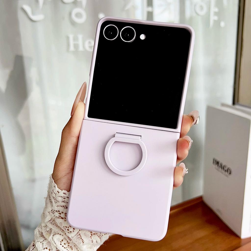 Стеклянный чехол с ощущением горячей кожи для Samsung Galaxy Z Flip 7 FE Fold, деловой, модный, с кольцом-шарниром, защитная крышка для Flip5 Flip6
