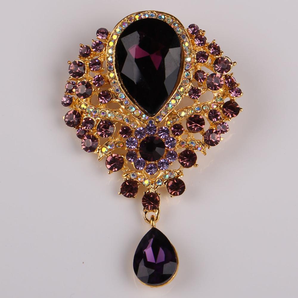 DIEZI Luxury Fashion Flower Bridal Brooches for Women Ladies Wedding Crystal Rhinestone Bouquet Brooch pins Dress Accessories