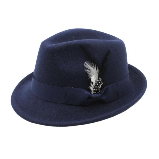 Men Fedora Hat Feather And Bow Decor Vintage Short Brim Felt Hat Solid Color Women Panama Hat 1920s Floppy Hat for All-Day Wear