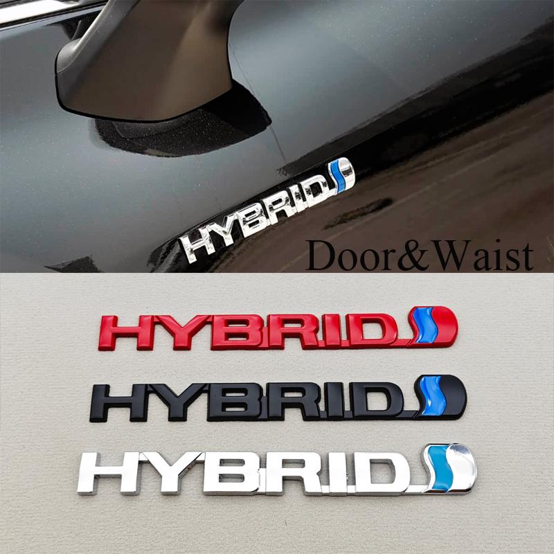 3D Metal Chrome Car Styling Logo Hybrid Rear Trunk Fender Side Emblem JRDTJS4 Badge Decal For Toyota RAV4 Prado Camry Corolla Yaris