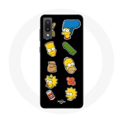 Чехол для Samsung Galaxy A02 Симпсоны наклейки черный фон