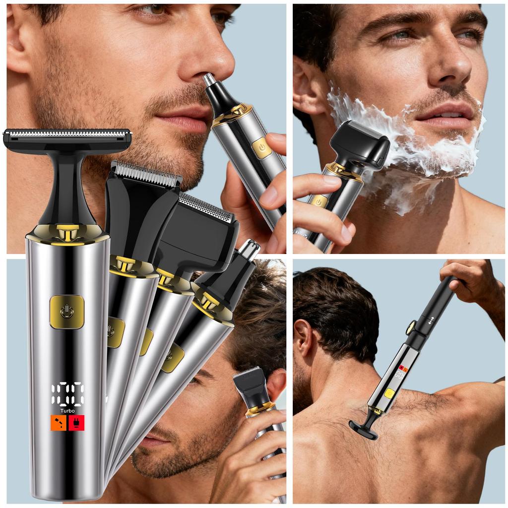 Adjustable Electric Trimmer for Men IPX6 Waterproof Telescopic Head Body Nose Beard Hair Trimmer