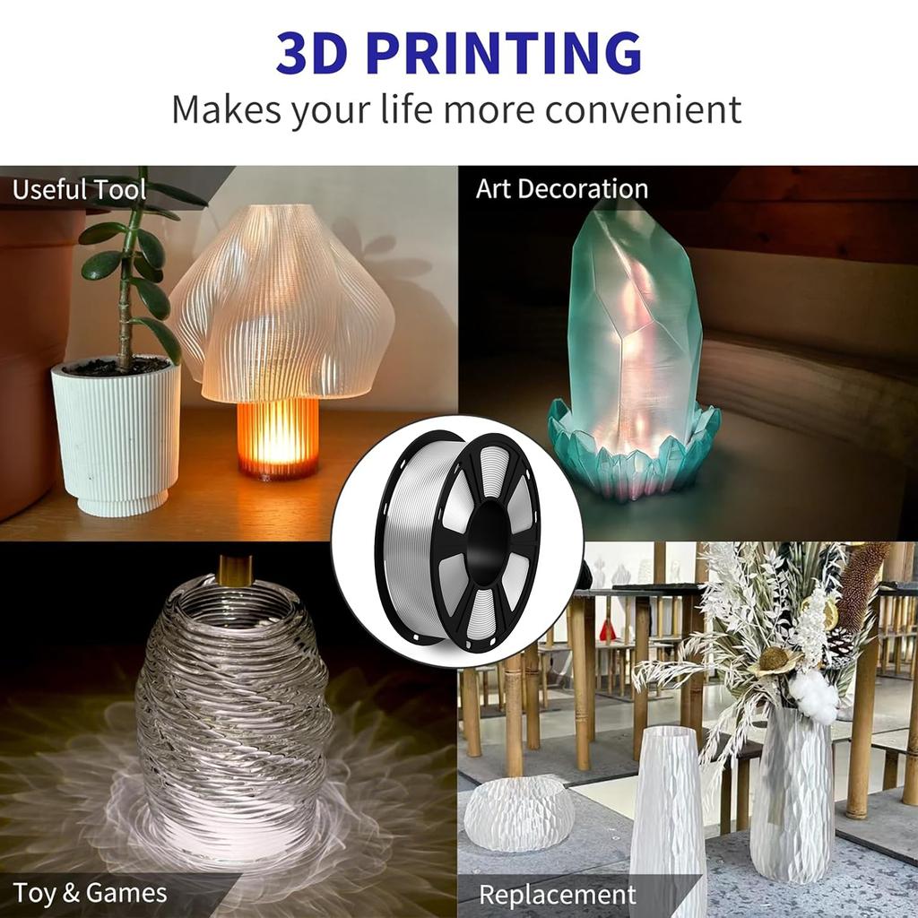 Geeetech 5KG PETG 3D Printing Filament 1.75mm High Precision, Low Warping Large Spool, Suitable for FDM 3D Printers