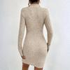 Ladies' Comfortable Casual Fashionable Solid Color Zipper Lapel Hip Hugging Dress