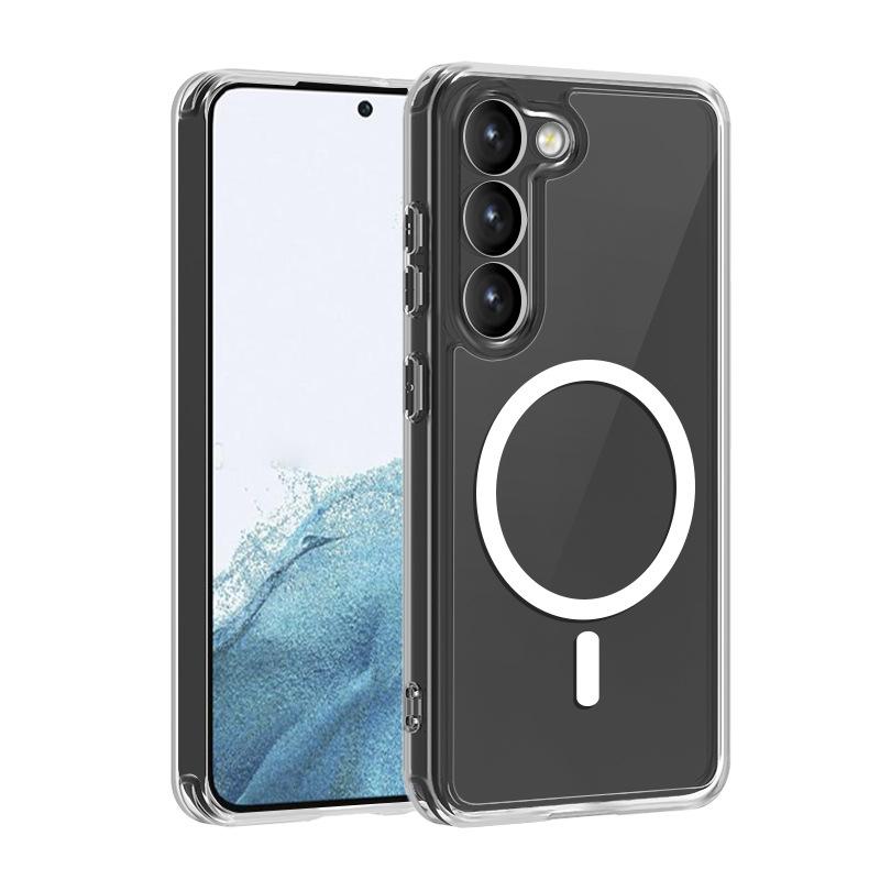 Роскошный Магнитный Прозрачный Жесткий Чехол Для Magsafe Для Samsung Galaxy S23 S22 Plus Ultra Беспроводная Зарядка Ударопрочный Чехол