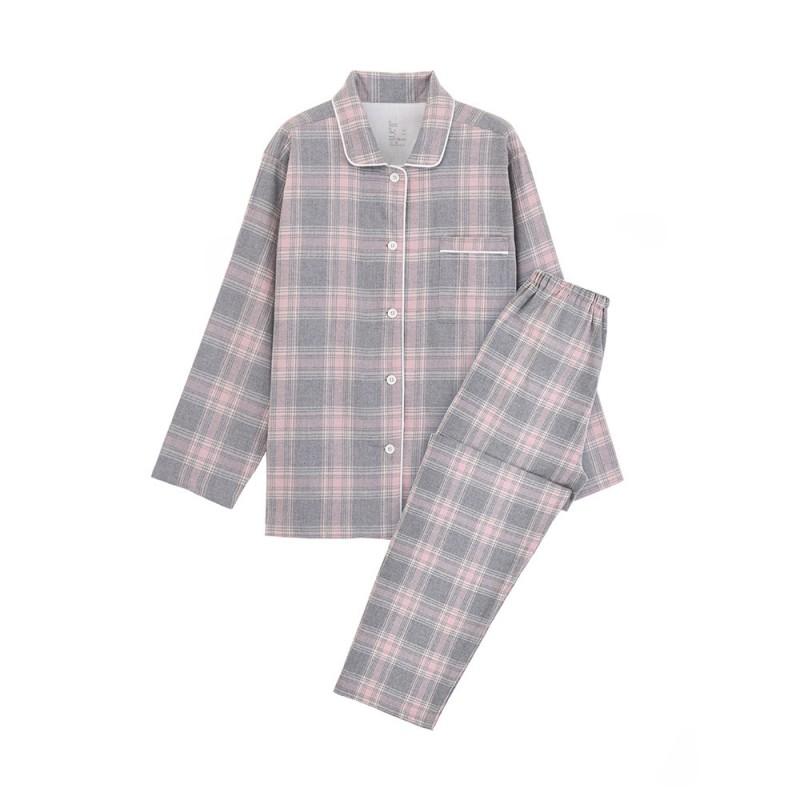 Cotton Flannel Pajama Set Womens Mens Loungewear Soft Warm Sleepwear Fall Winter