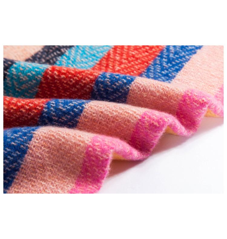 Квадратный шарф из полиэстера в полоску с кисточками, женский шарф, шаль