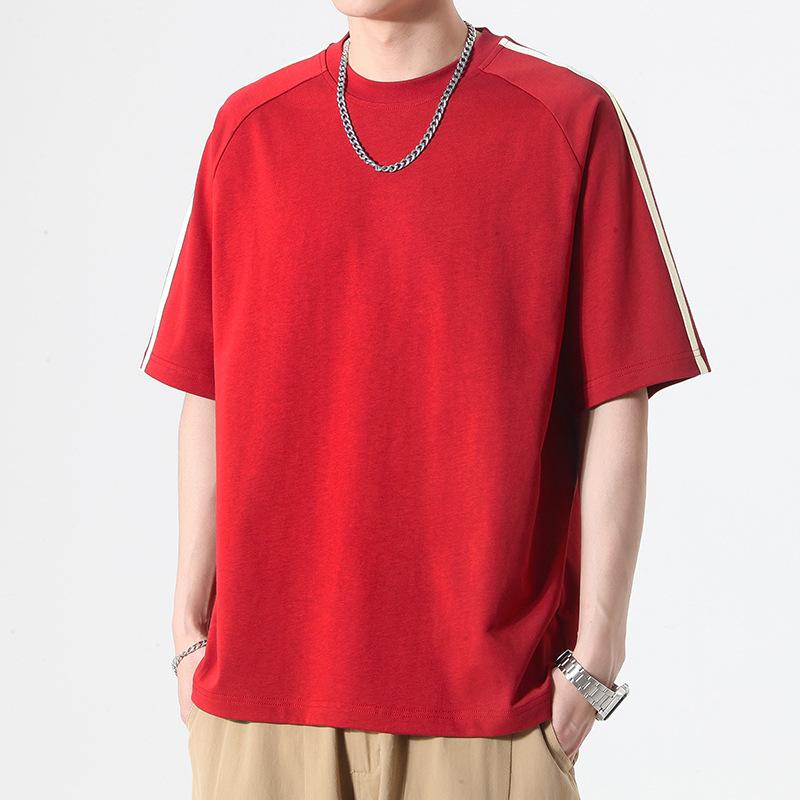 Мужская повседневная футболка с короткими рукавами, летняя футболка для пар, футболка с половиной рукавов, студенческая базовая свободная одежда