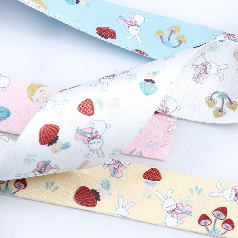 Романтичная и уютная двухсторонняя лента с героями мультфильмов на день рождения, детский день рождения, галстук, торт, заколка для волос в форме сердца для девочек, ювелирные изделия, печать, цветная лента, подарочная упаковка