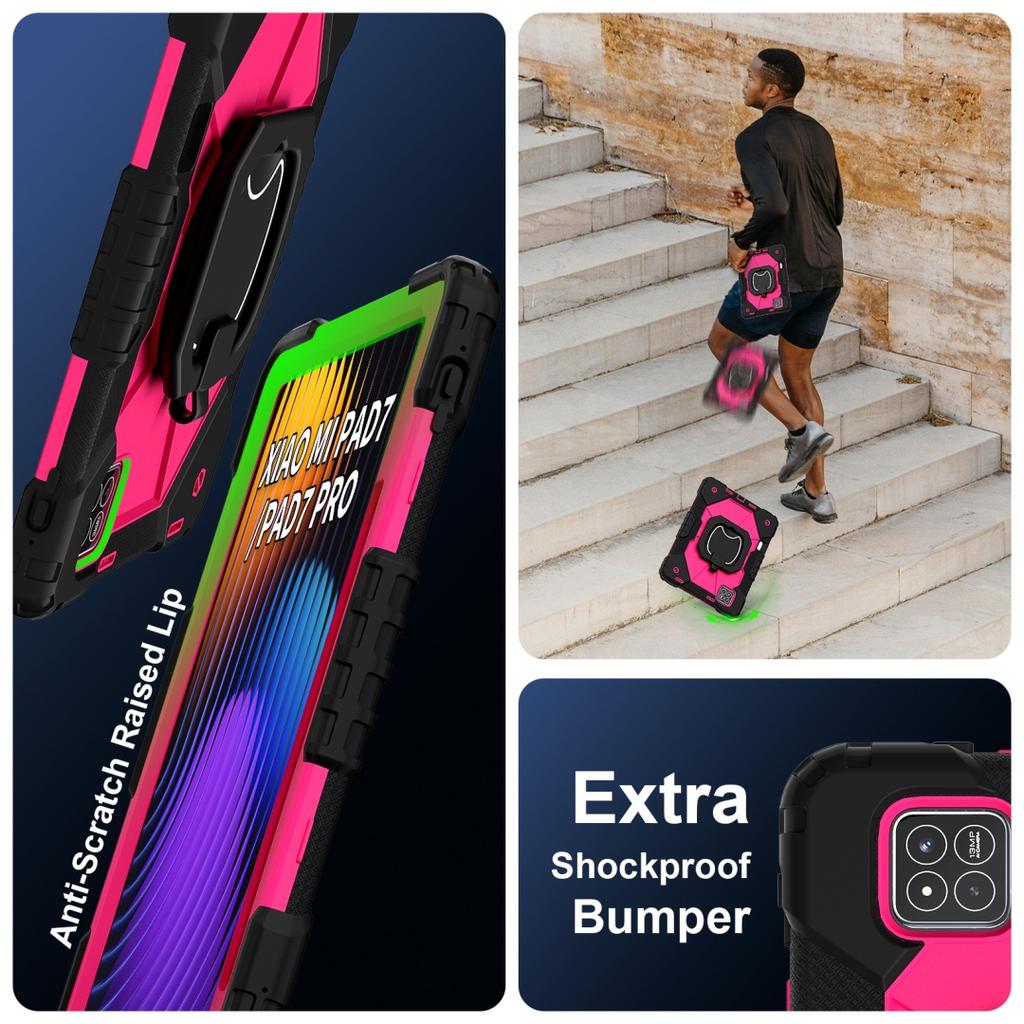 Для Xiaomi Pad 7 / Xiaomi Pad 7 Pro.360° вращающаяся рукоятка прочная защитная подставка TPU+PC 3в1 противоударный противоударный чехол для планшета и ПК