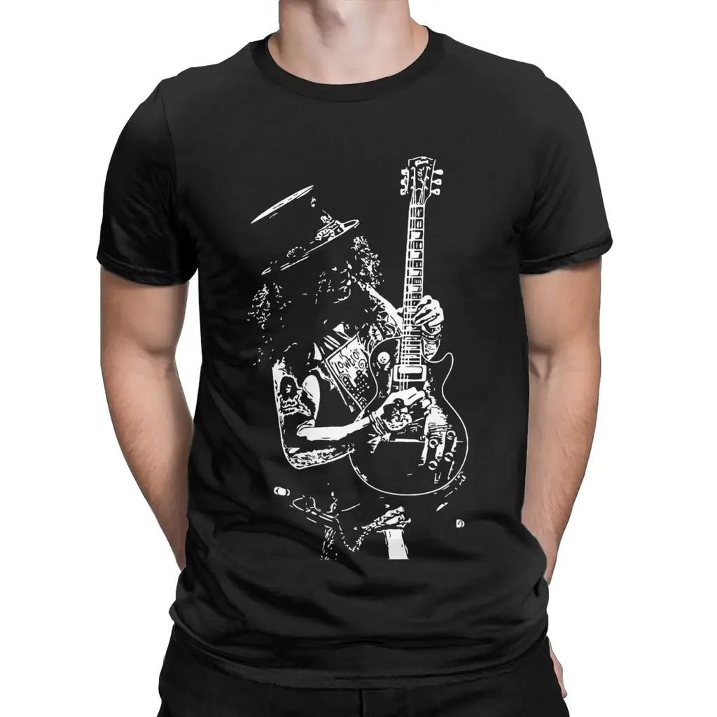 Мужская футболка Slash Guitar Guns N Roses, футболка для отдыха с коротким рукавом и круглым вырезом, одежда больших размеров из чистого хлопка