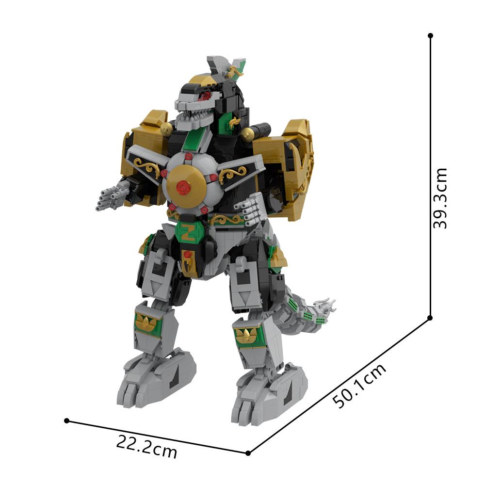 MOC Dragonzord Building Blocks Green Warrior's Dragon Mech Dionosaur Combat Mecha Bricks Toy Adult Gift