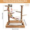 Bird Perch Play Stand Playground, Conure Parakeets Parrots Cockatiel Toys, for Bird Cage Accessories, Natural Wood