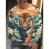 Футболка с принтом Ukiyoe Colorful Tiger 3D, мужская и женская, модная, повседневная, с длинным рукавом, свободные футболки Harajuku, топы, детская одежда
