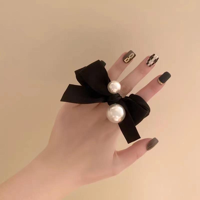 Temperament Bow, Pearl Headband, New Style, Korean High-end Feel, Headband, Rubber Band, Women's, Headwear