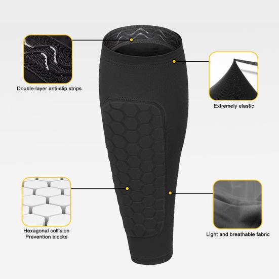 Футбольные щитки для детей и подростков, компрессионный рукав для икр с сотовыми вставками, защита икр для футбола