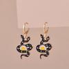 Colorful Aesthetic Animal Cat Rabbit Koi Dragon Earrings For Women Girls Enameled Delicate Gold Color Hoop Earrings Zircon Gift