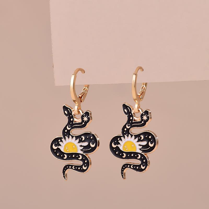 Colorful Aesthetic Animal Cat Rabbit Koi Dragon Earrings For Women Girls Enameled Delicate Gold Color Hoop Earrings Zircon Gift