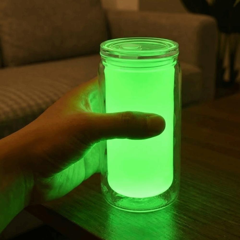 16oz Capacity Glow in The Dark Straw Cup Double Wall Night Glowing Mug Daily Use