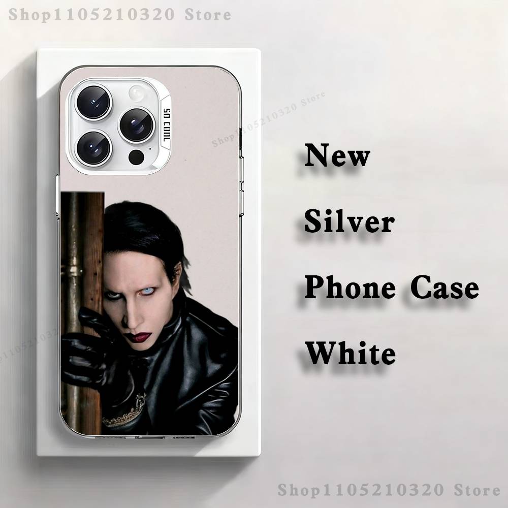 Чехол для телефона M-Marilyn M-Manson для iPhone 17,16,15,14,13,12,11,Mini,Pro,E,MAX Белый Матовый Силиконовый Белый Чехол