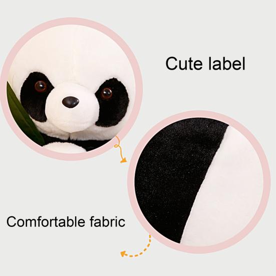 Panda Plush Doll Contrast Color Realistic Fully Filled Bamboo Leaf Soft Touch Home Decoration Exquisite Chubby Sofa Panda Pillow Toy Kids Toy