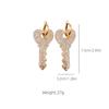 Vintage Style Zinc Alloy Water Diamond Geometric Circle Heart Key Earrings for Women