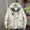Mens Down Jacket Hooded Puffer Coat American Workwear Style Plus Size Winter Warm Outerwear