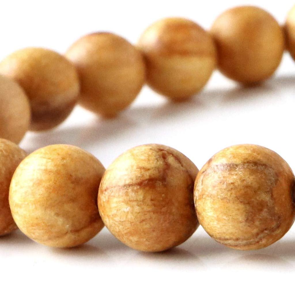[GOLD STONE] Palo Santo Bracelet, 8mm, Peruvian Holywood, Wooden Prayer Beads, Fragrant Wood, Inner Diameter: Approx. 17.5cm
