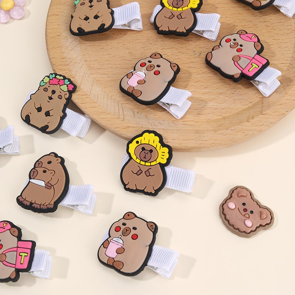 12 шт. Зажимы для волос Капибара Мультяшные Милые Животные Заколки Kawaii Челка Мини Боковая Заколка Для Маленьких Девочек Детей Аксессуары Для Головного Убора
