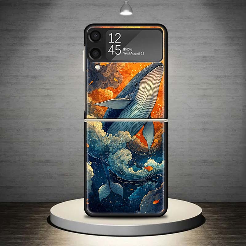 Чехол для телефона 'Морской Гигант - Горбатый Кит' Для Samsung Galaxy Z Flip 7 6 5 4 3 5G Ударопрочный Чехол Z Flip7 Flip6 ZFlip5 Flip3 Flip4 Люкс