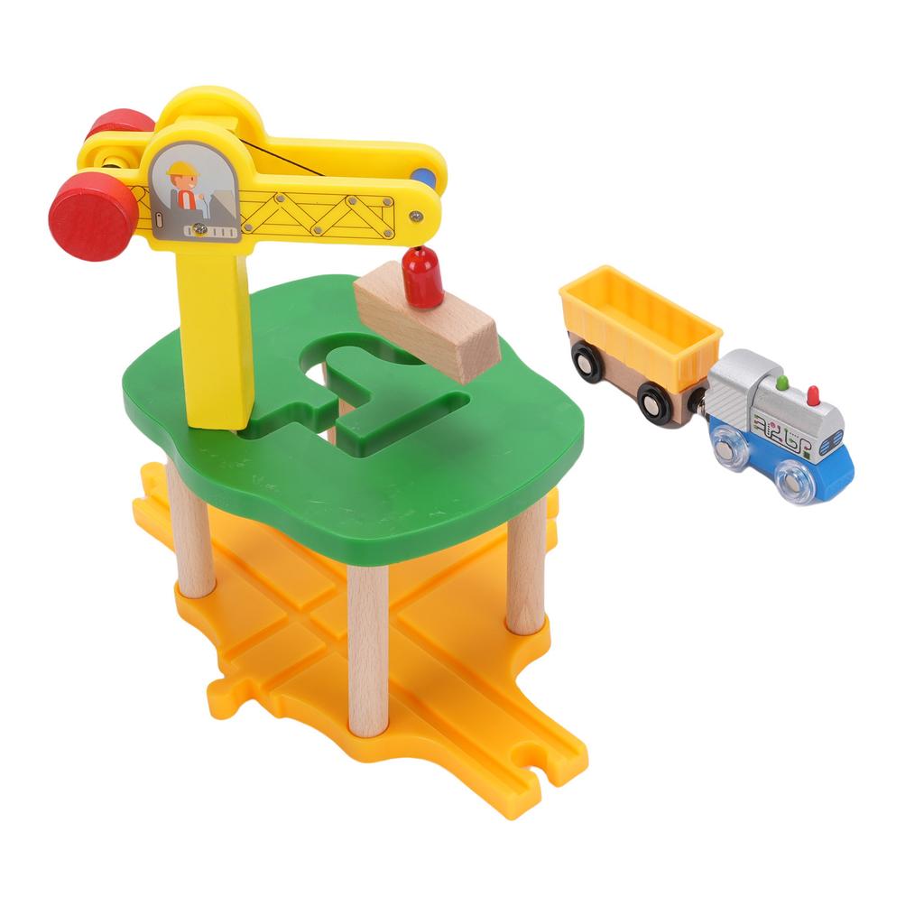 Деревянная железная дорога Игрушки Аксессуары Деревянный кран Игрушечная железная дорога Строительный набор железнодорожных путей для детей