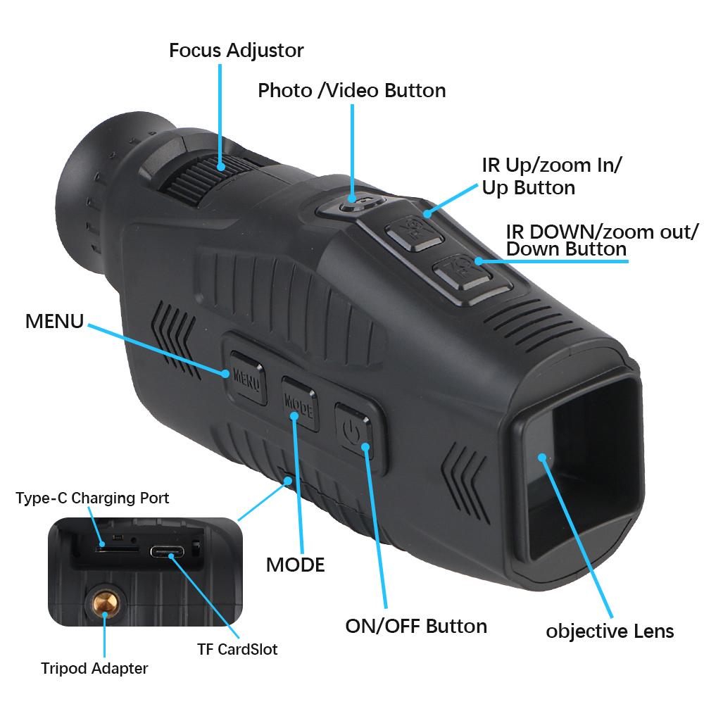 Инфракрасный телескоп R11 Монокуляр Прибор ночного видения Многофункциональный Уличный Двойного использования День/Ночь Полный Сверхлегкий Инфракрасная камера