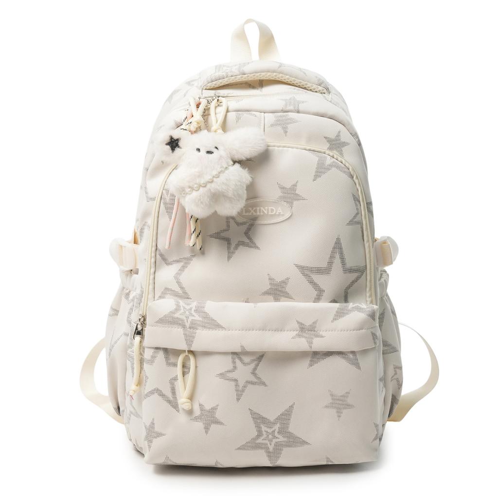 Schoolbag Large capacity schoolbag for men and women, junior high school students, campus solid color backpack, Japanese versatile college student