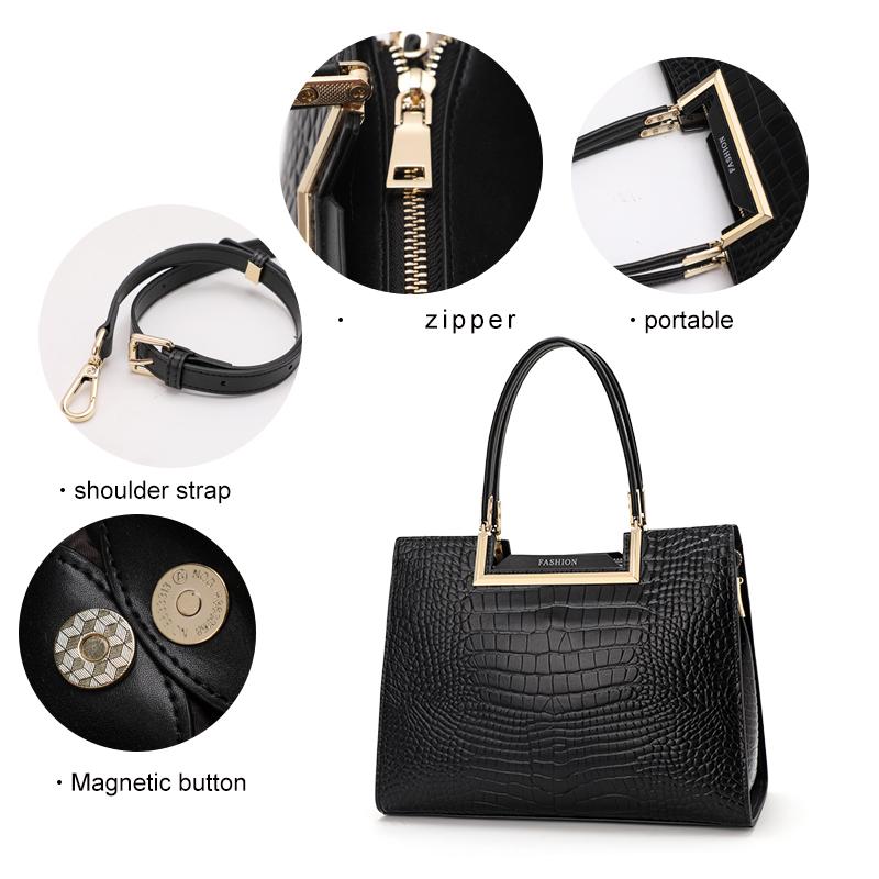 Новая модная женская сумка из натуральной кожи с рисунком под крокодила, усовершенствованная универсальная сумка через плечо из коровьей кожи
