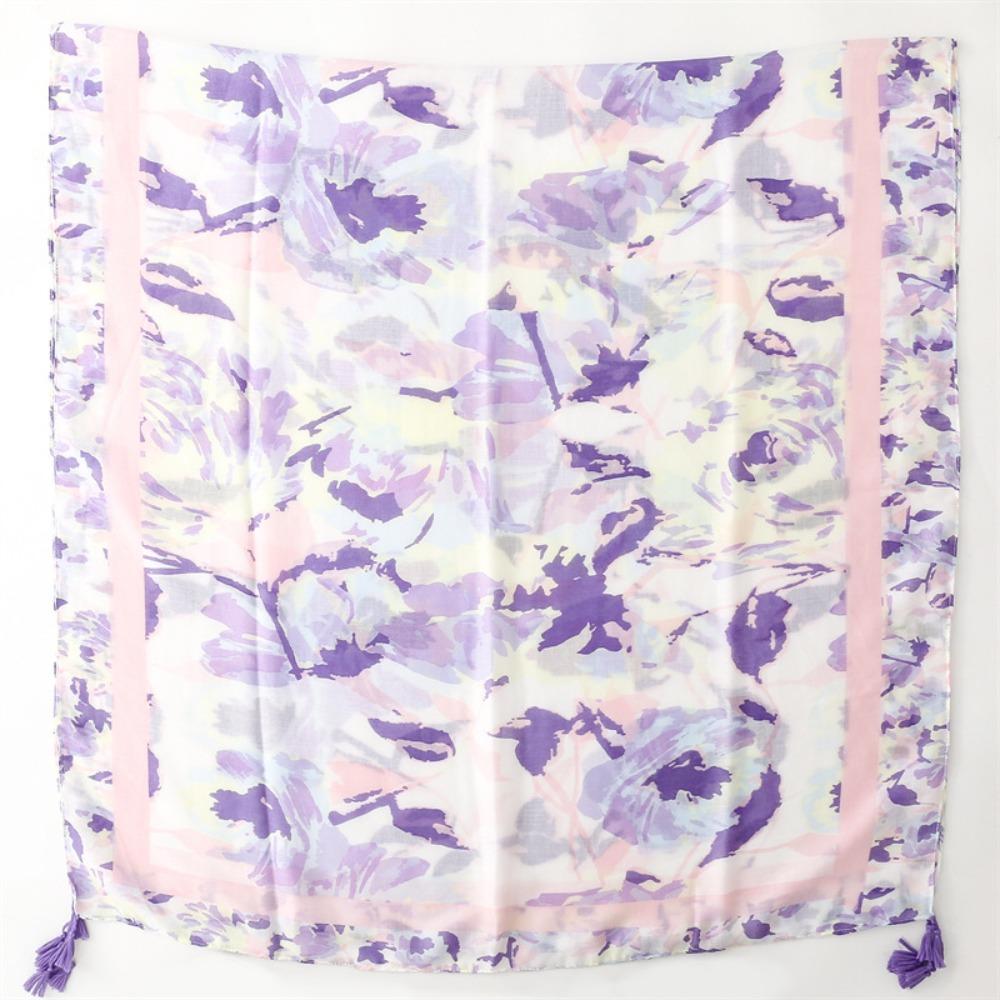 Korean Tassel Viscose Shawl Scarf Wash Painting Style Women Hijab Shawls Chiffon Shawl Wrap Beach