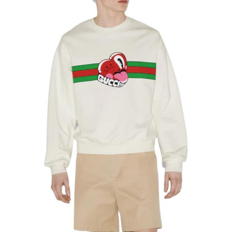 Gucci Cotton Jersey Sweatshirt With Gucci Print 'Off White' Men's 768530-XJGI6-9095