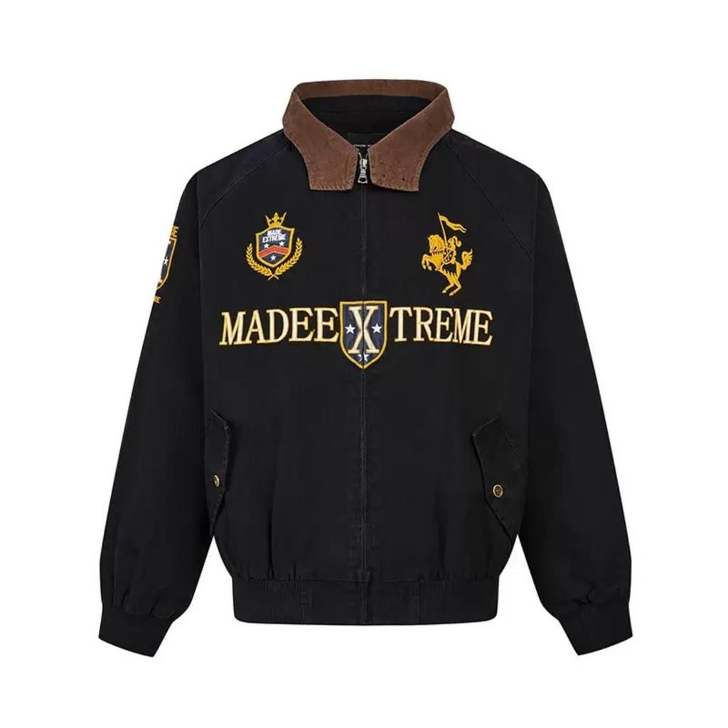 Куртка-бомбер ZYLLO в стиле американского ретро-винтажа с вышивкой и молнией, модная, в стиле хип-хоп, с отложным воротником, в стиле 2000-х, уличная одежда, свободный крой, повседневная.