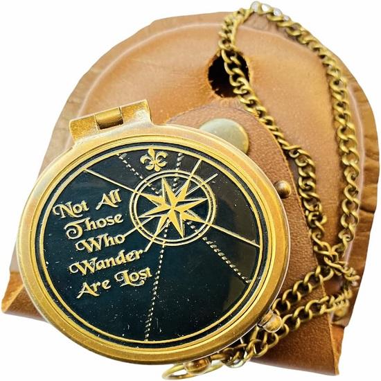 Chain Compass Not All Brass Pocket Compass with Engraved