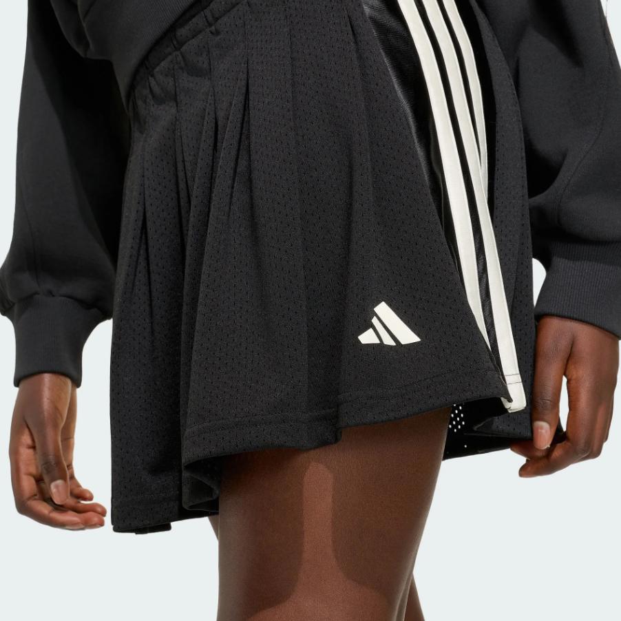 adidas Стадионная юбка 2 в 1 Свободная в полоску Высокая талия Плиссированная Повседневная юбка Женские юбки KR5323