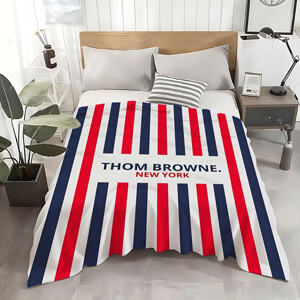 Trendy Brand T-Thom B-browne Throw Cozy Soft Flannel Throw Lightweight Skin-Friendly for Sofa Bed Office & Travel
