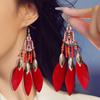 Женские висячие серьги, богемные этнические серьги-перья с каплями воды, длинные кисточки, разноцветные бусины, серьги-подвески, ювелирные изделия, свадебные подарки