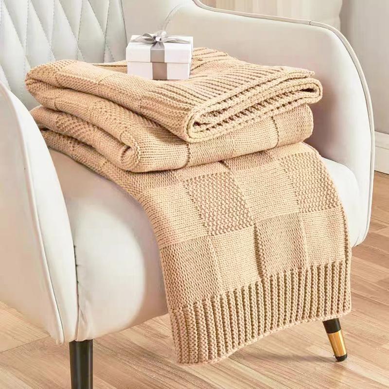 Acrylic Yarns Blankets for Sofa Plaid Knitted Throw Blanket Bed Sofa Cover Office Nap Air Condition Room Blankets Home Decor