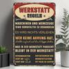 Винтажная немецкая металлическая табличка с правилами мастерской - "Werkstatt Regeln" Ретро жестяная табличка для гаража,Винтажная металлическая жестяная табличка