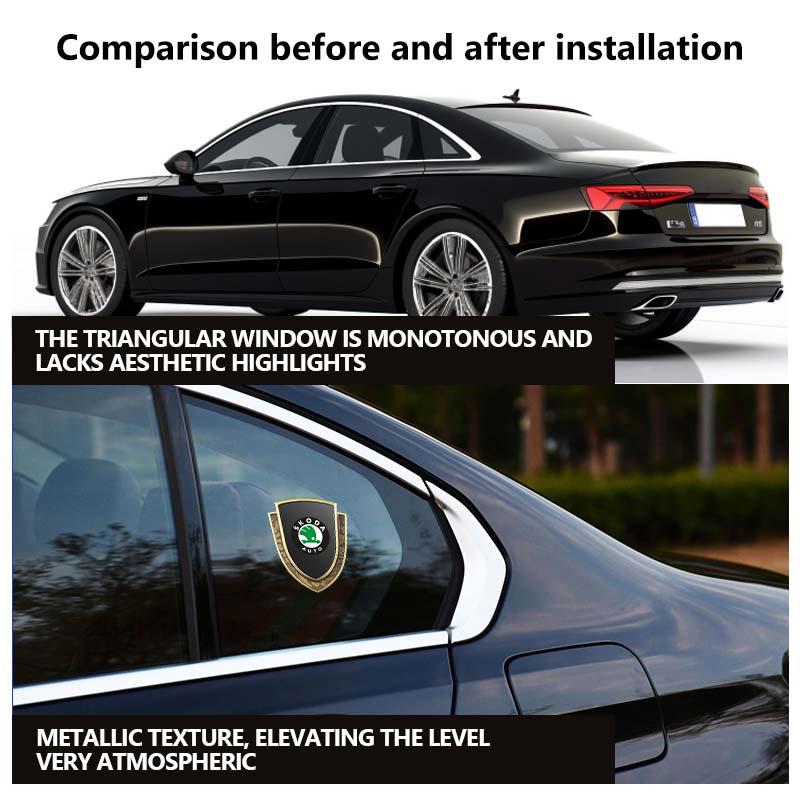 AAAAS1 Car Styling 3D Shield Metal Emblem Badge Sticker Decoration Decal For Skoda S Kodiaq Octavia 2 3 Yeti Karoq Rapid Fabia VII VRS
