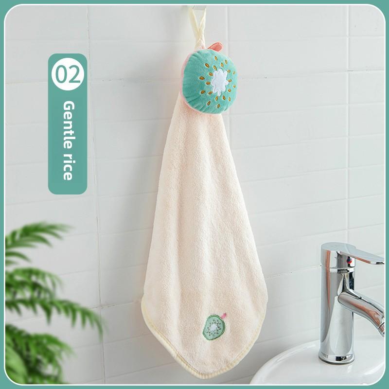 Cute Pig Embroidered Hanging Hand Towel, Absorbent Coral Fleece Kitchen Towel, Dish Cloth